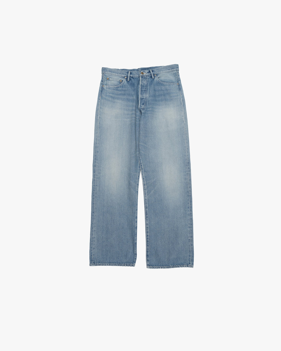 Selvage Denim Five Pocket Wide Straight Pants -LIGHT FADE-