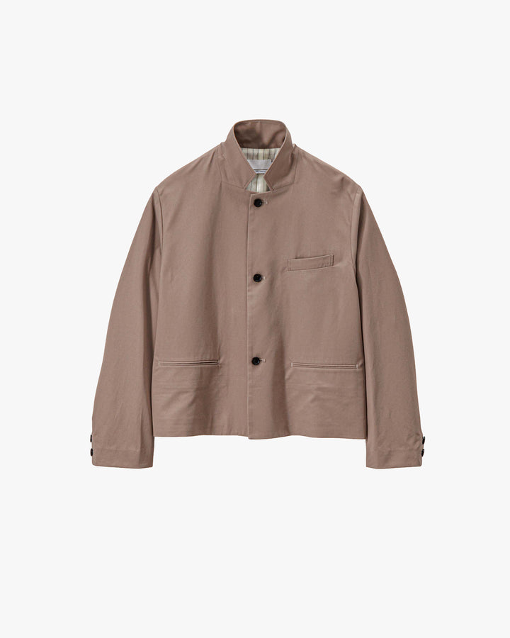 Brushed Cotton Gabardine Stand Collar Jacket