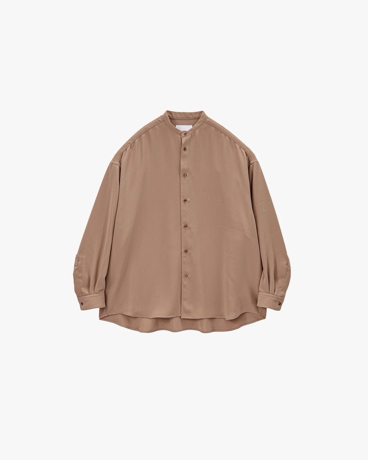 Satin Oversized Band Collar Shirt