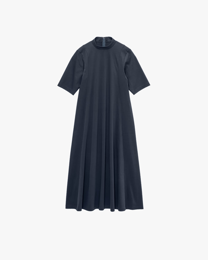 Cool Smooth Mock Neck Panel Line Dress