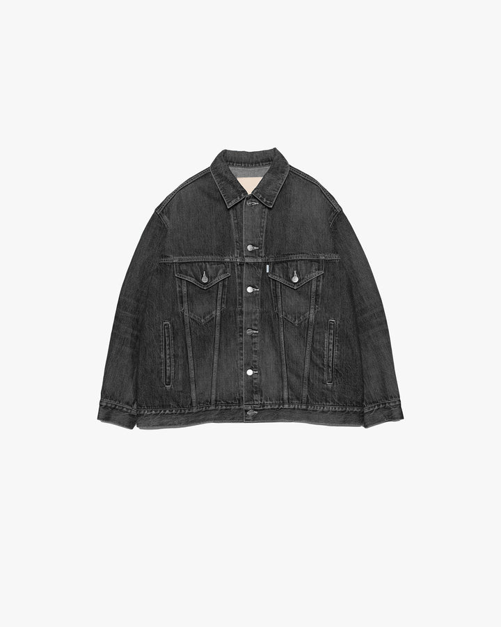Selvage Denim Trucker Jacket-DARK FADE-
