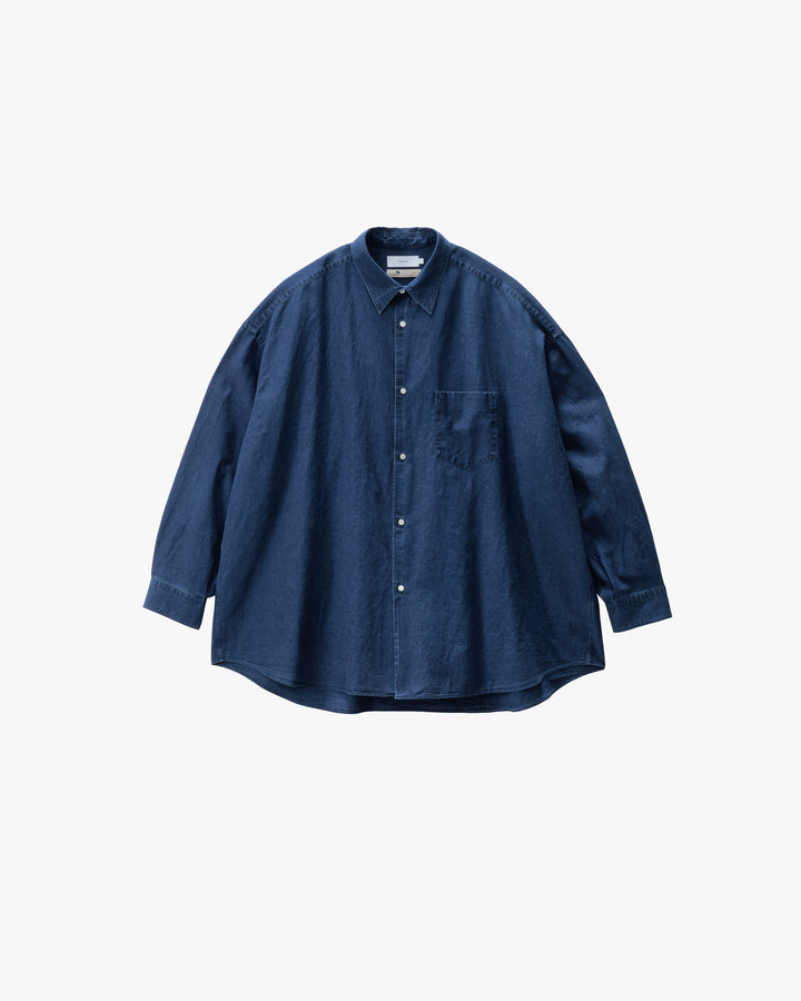 SIDOGRAS Indigo Poplin L/S Oversized Regular Collar Shirt