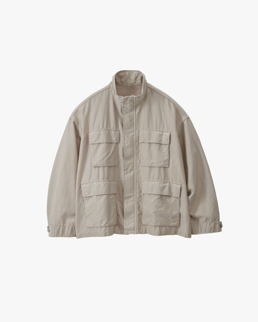 Cotton Cupro Back Satin Military Jacket