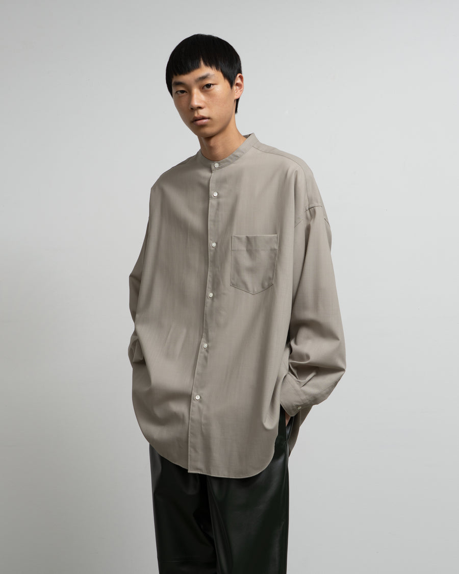 Techno Wool Tropical Oversized Band Collar Shirt