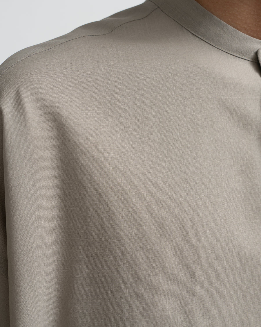 Techno Wool Tropical Oversized Band Collar Shirt