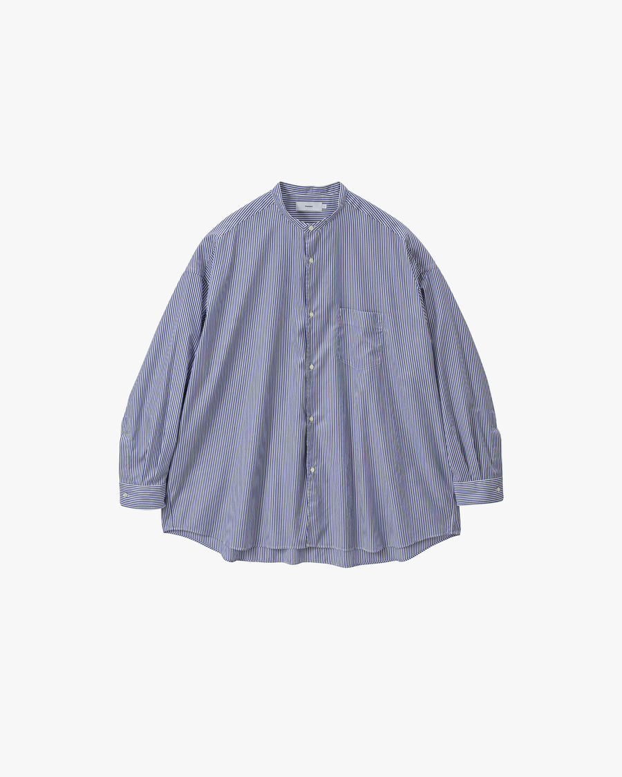 Broad Stripe L/S Oversized Band Collar Shirt