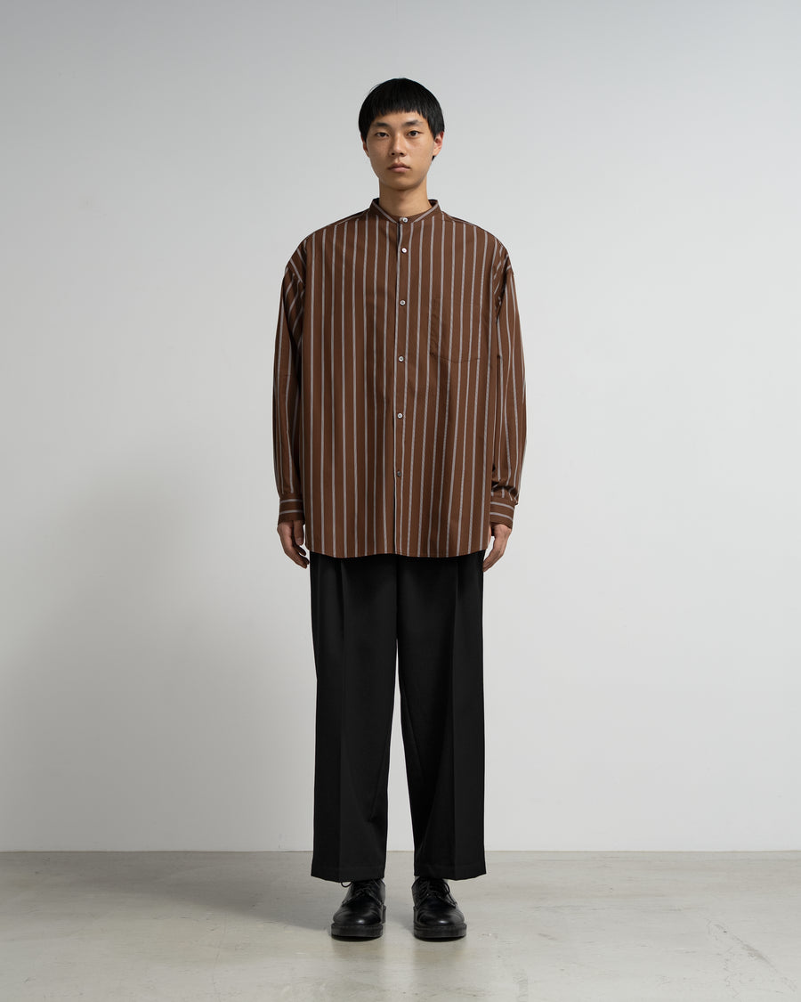 SIDOGRAS Stripe L/S Oversized Band Collar Shirt