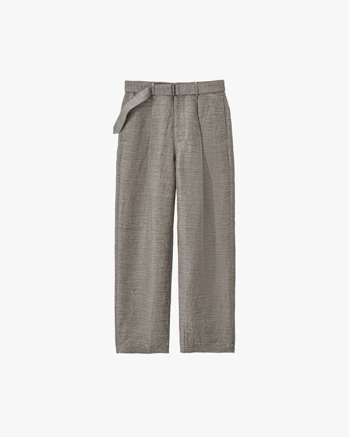 Linen Cupro Back Satin Belted Pants