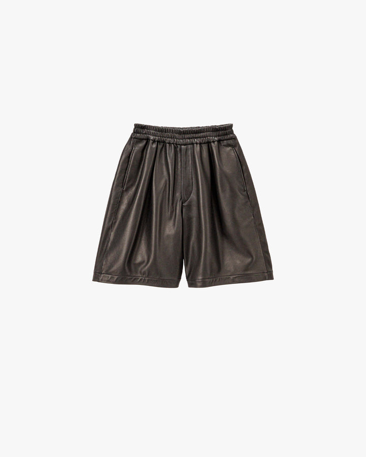 Lamb Leather Track Wide Shorts
