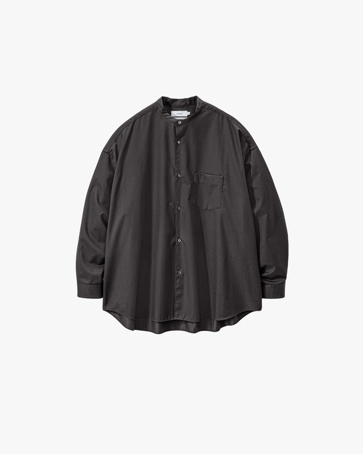 Extra Fine Wool L/S Oversized Band Collar Shirt