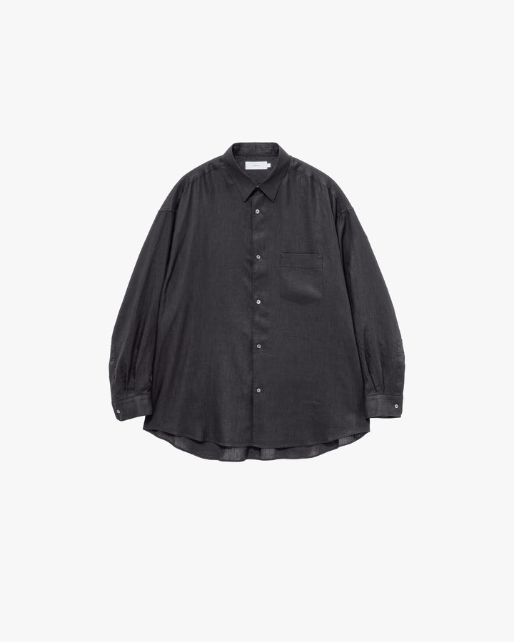 Linen Long-Sleeve Oversized Regular Collar Shirt