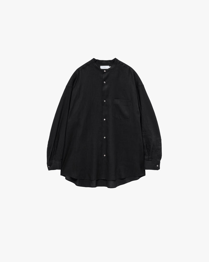 Linen L/S Oversized Band Collar Shirt
