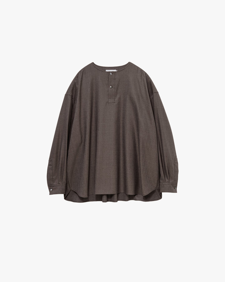 Melange Matt Worsted Collarless Shirt
