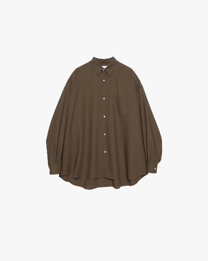 Wool Hopsack Long-Sleeve Oversized Regular Collar Shirt