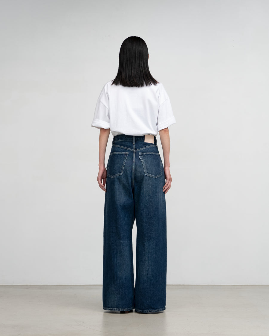 Selvage Denim Two Tuck Wide Pants -DARK FADE-