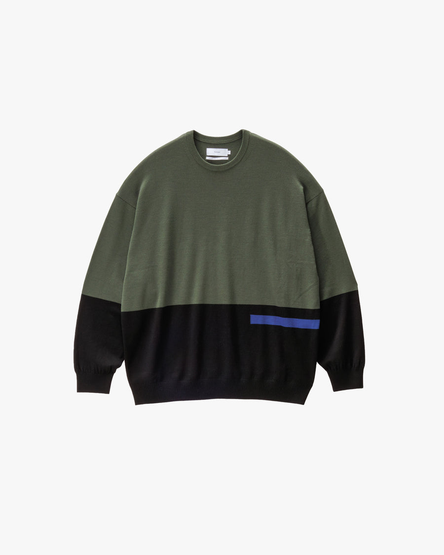 High Gauge Intarsia L/S Oversized Crew Neck Knit