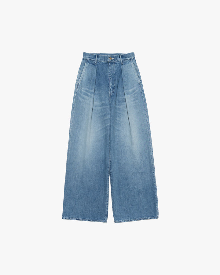 Selvage Denim Two Tuck Wide Pants-LIGHT FADE-