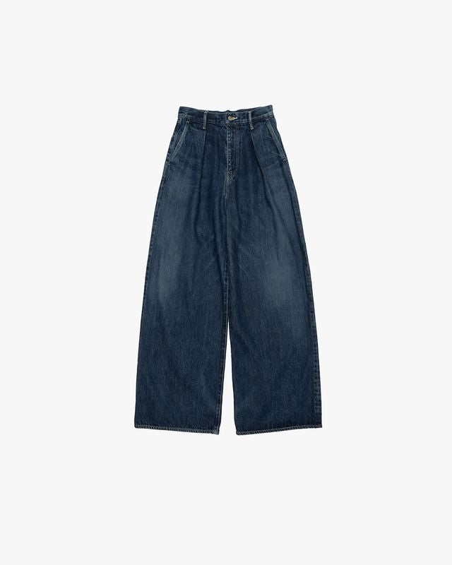 Selvage Denim Two Tuck Wide Pants -DARK FADE-