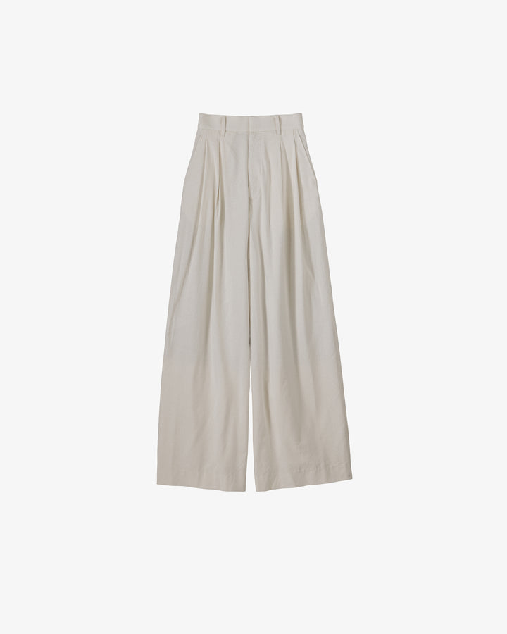 -SALE- Silk Noil Viscose Two Tuck Wide Pants