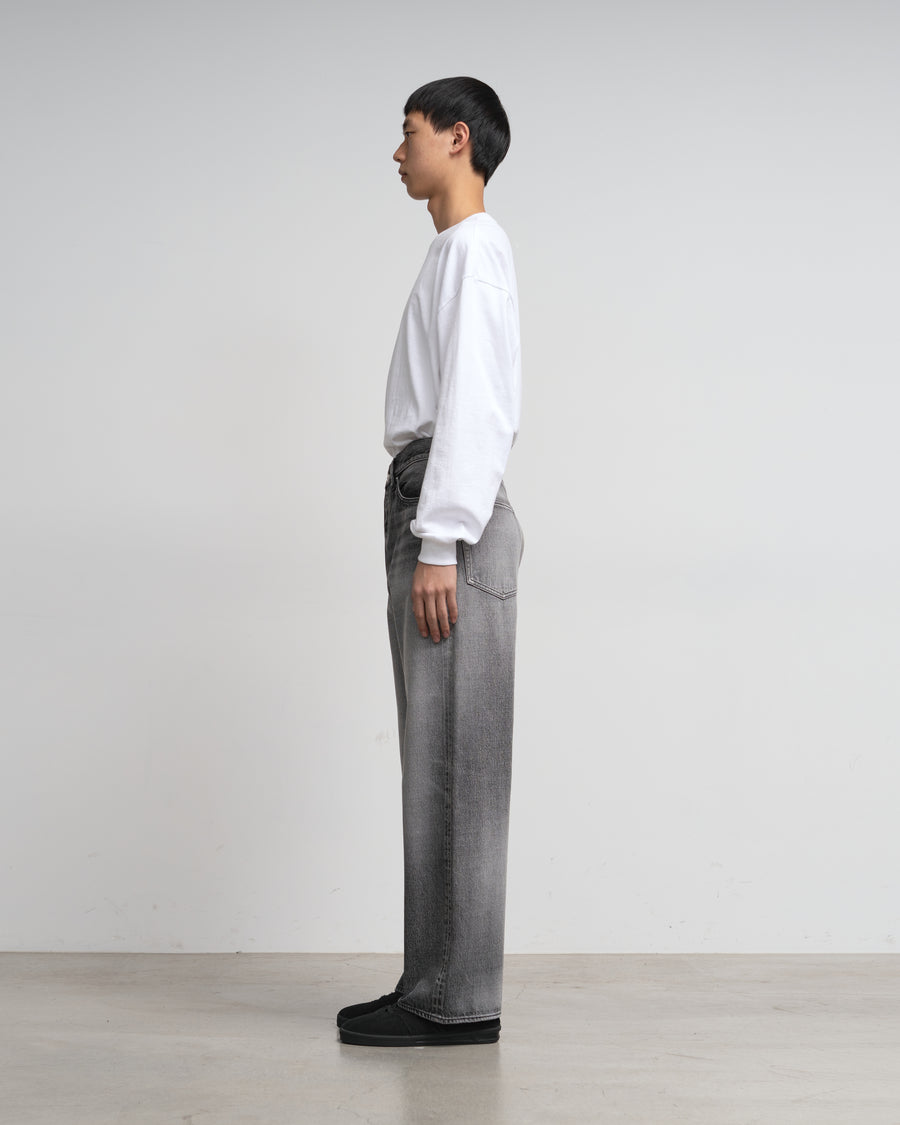 Selvage Denim Five Pocket Wide Straight Pants -LIGHT FADE-