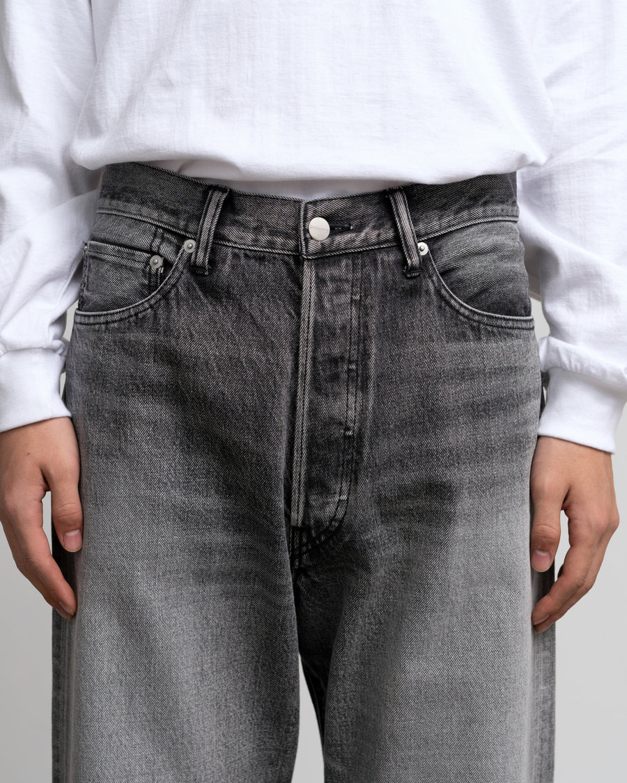 Selvage Denim Five Pocket Wide Straight Pants -LIGHT FADE-
